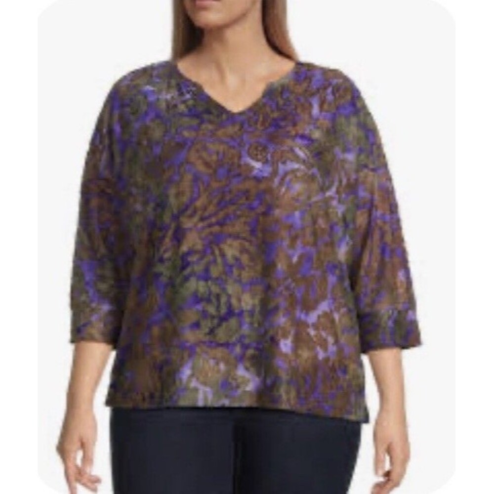 Westbound Plus Size Notch Collar Printed 3/4 Sleeve Blouse. Size 3X - Picture 1 of 7